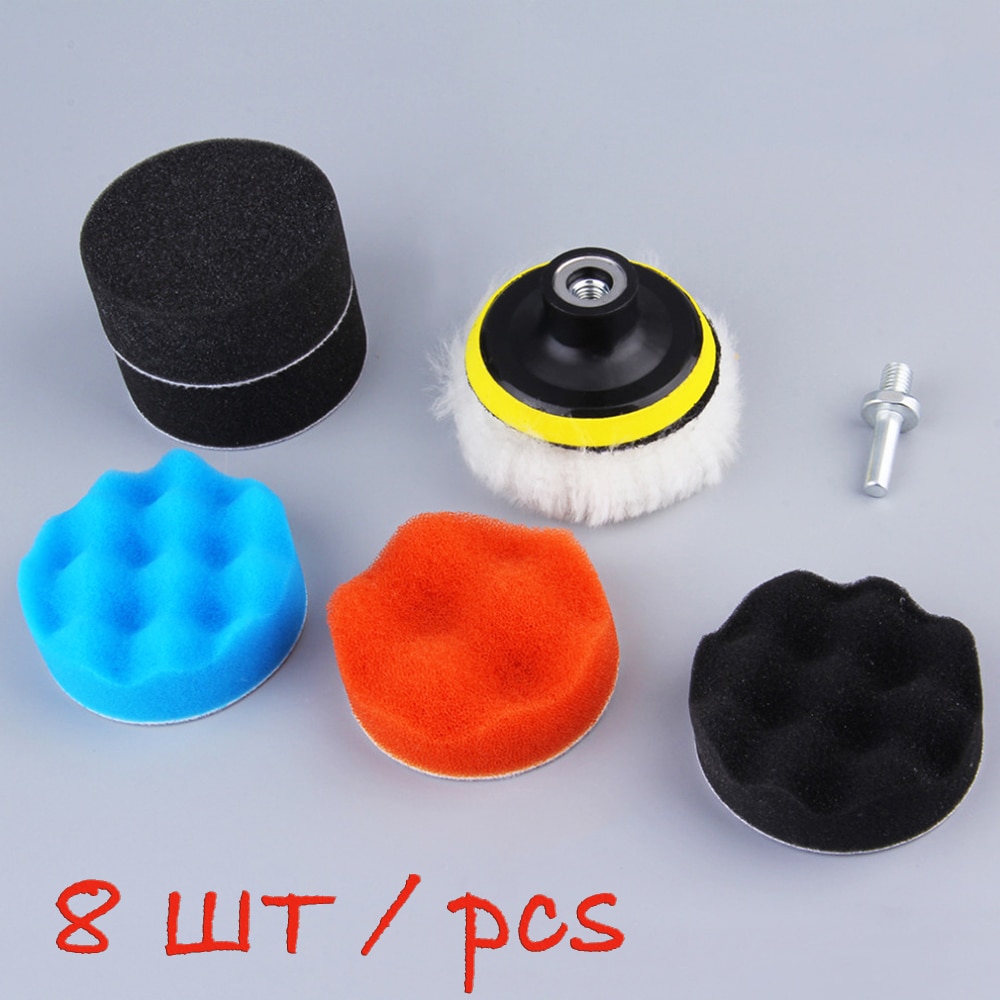 8 PCS lot Drill polishing tools set, polishing sponge, car polishing kit, polishing nozzles