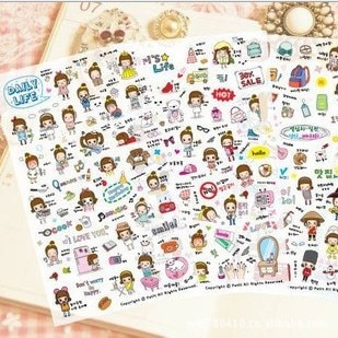 Daily life 4 sheet cute stationery travel pvc kawaii stickers/ planner stickers /sticky notes/notepad/papelaria
