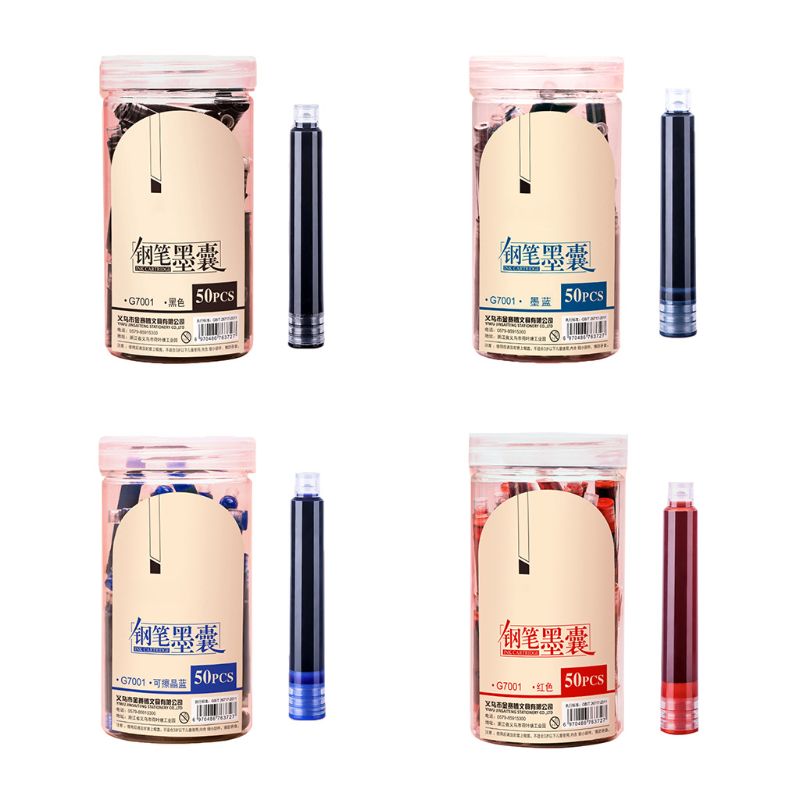 50x Fountain Pen Ink Cartridges Sac Refill Calligraphy Writing Stationery School 24BB