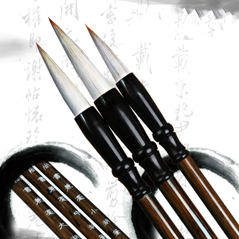 Calligraphy Brush Pen 3pcs Chinese Huzhou Ink Painting Multiple Hair Writing Brush Set Chinese Student Painting Brush Pen Set
