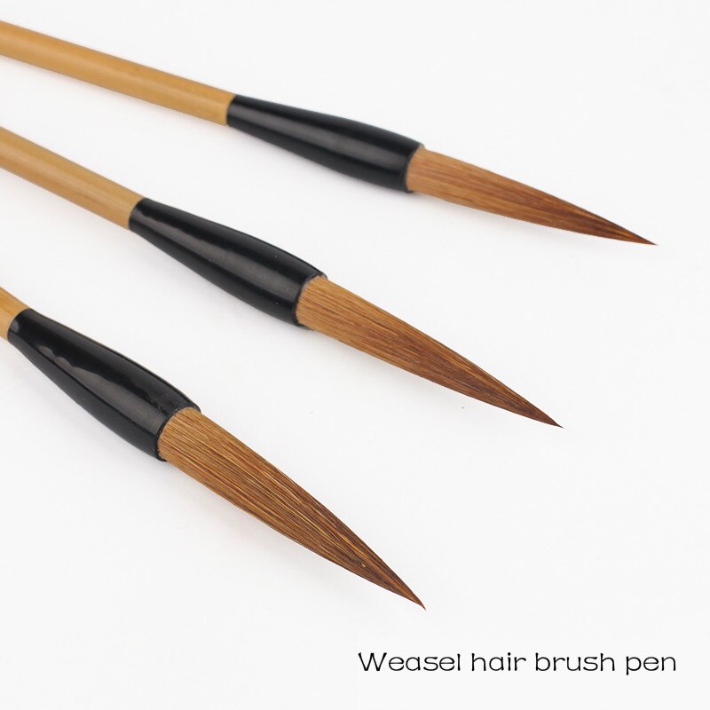 Wolf Hair Fine Line Brush Set Chinese Huzhou Calligraphy Brush Caligrafia Long Hair Painting Writing Brush Pen 3pcs Tinta China