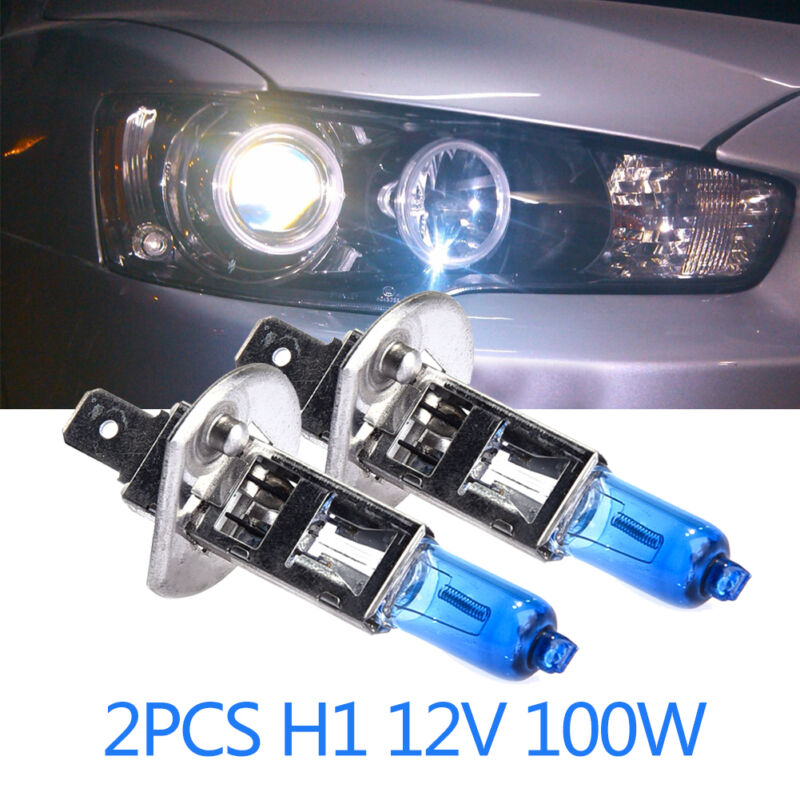 Car Halogen Headlights Auto White Bulbs 6000K 12V 100W H1 Head Lamps Car Source Parking Light
