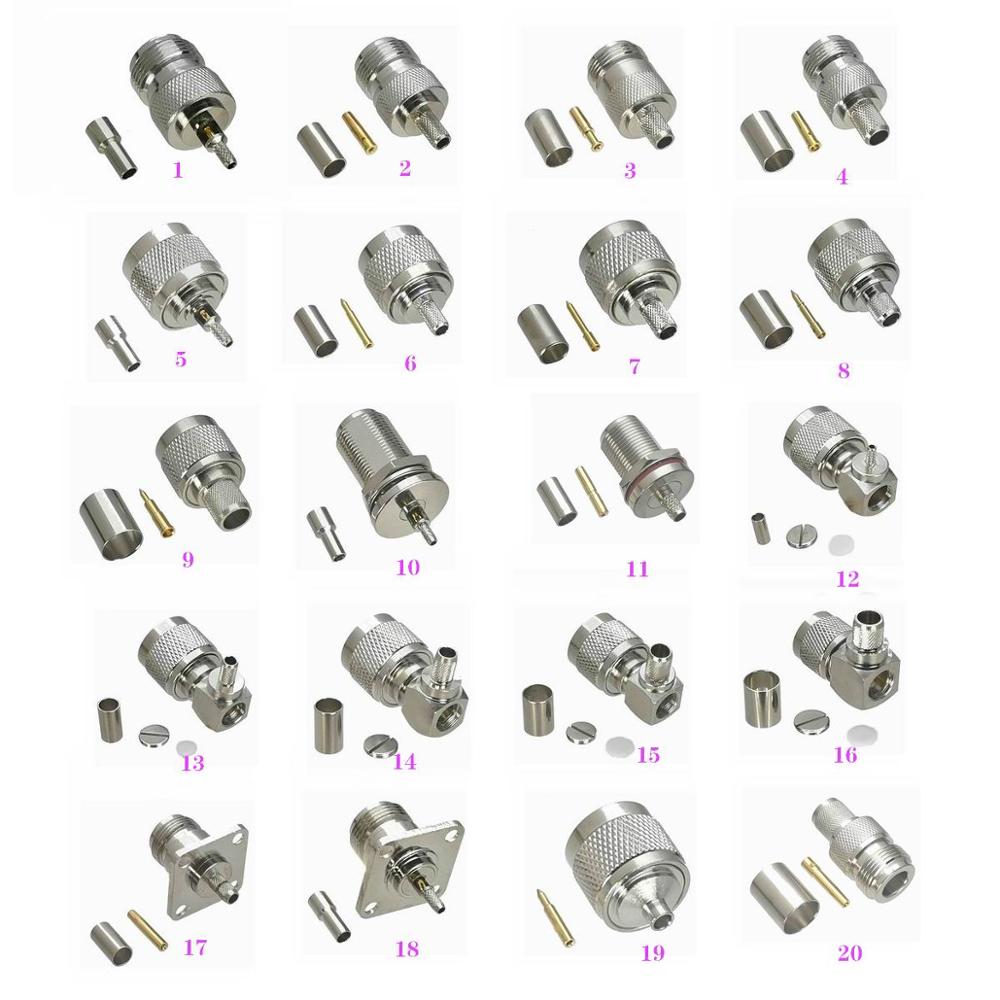 1Pcs N Connector Crimp RG316 RG174 / RG58 RG142 / RG8X LMR240 / RG5 RG6 / RG8 LMR400 Male & Female RF Adapter