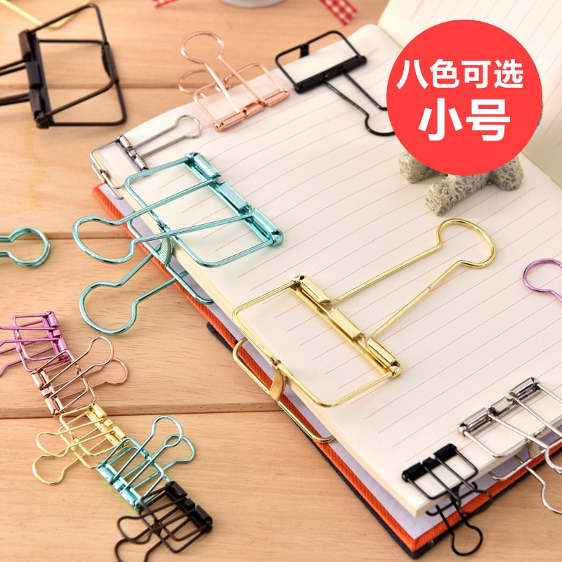 10 Pieces/Set kawaii hollow long clip metal office school binder clip candy rose student paper document organizer stationery