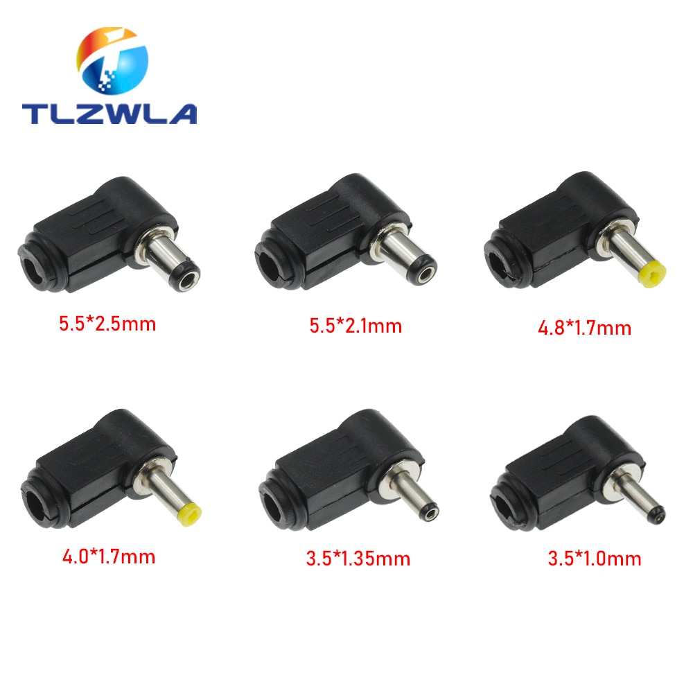 1PCS DC plug 90 degree elbow 5.5*2.1mm DC power plug wiring assembly 5.5*2.5mm welding wire type 4.8x1.7mm 4.0x1.7mm 3.5x1.35mm