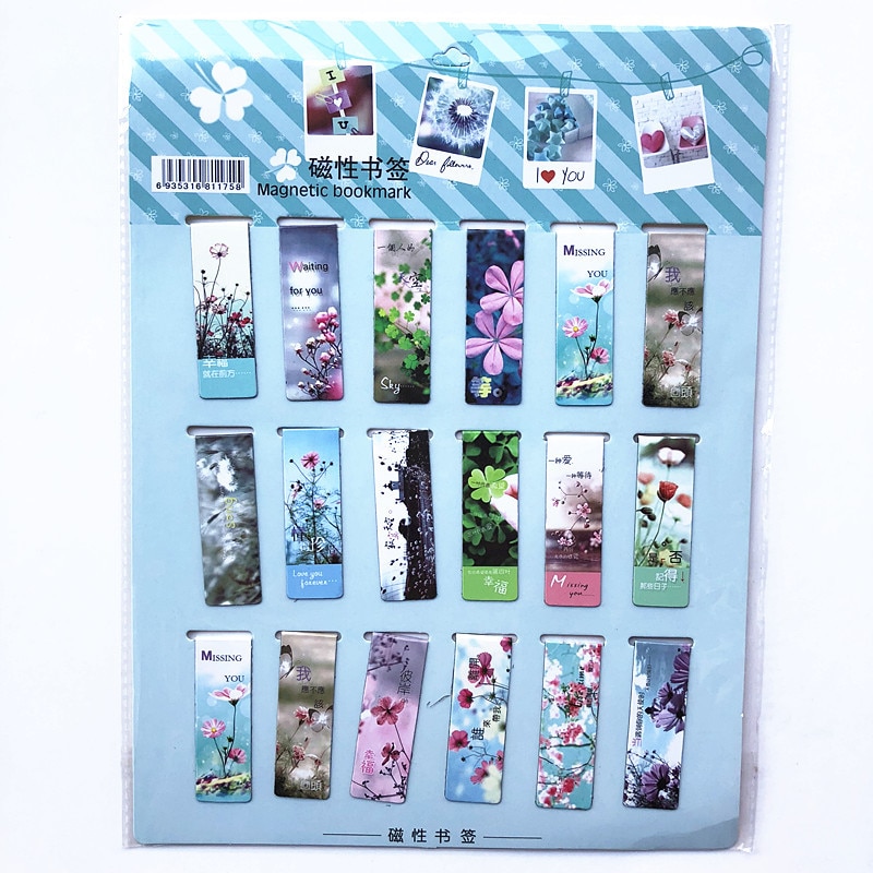 18pcs/Set Cat Heart Magnetic Bookmark Luminous Cute Cartoon Animals Daily Magnet Book Mark Children Gift Bookmarks for Books