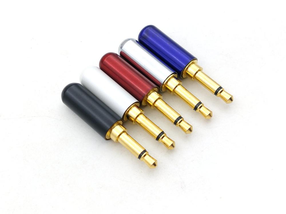 5pcs Gold Plated Copper 1/8" 3.5mm Mono plug Audio plug soldering connector