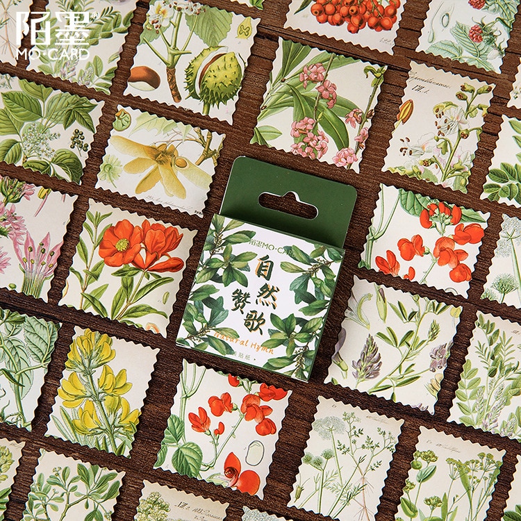 45 PCS/Boxed Stickers Natural Praise Cartoon Flower Plant Decoration Sticker Flakes Scrapbooking School Supplies