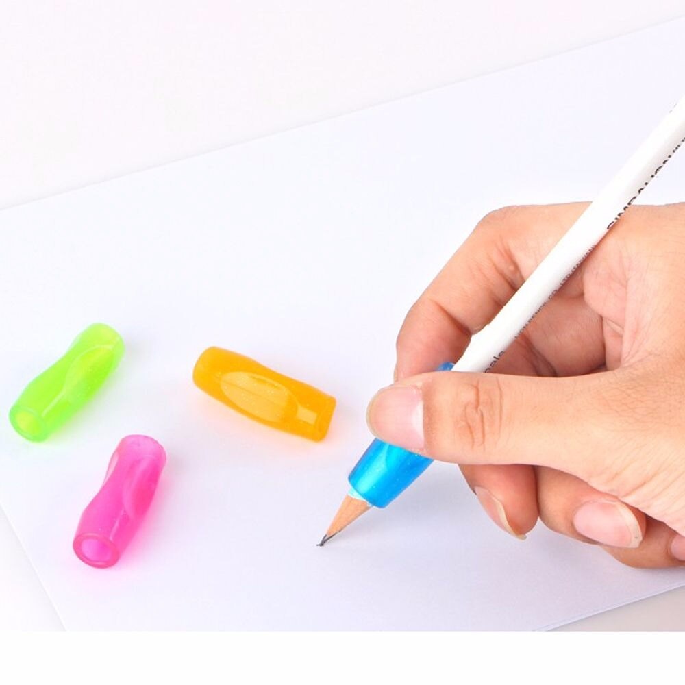 4Pcs Colorful Children Students Pencil Holding Helper Small Soft Silicone Kids Correcting Pen Holder Postures Grip Free Shipping