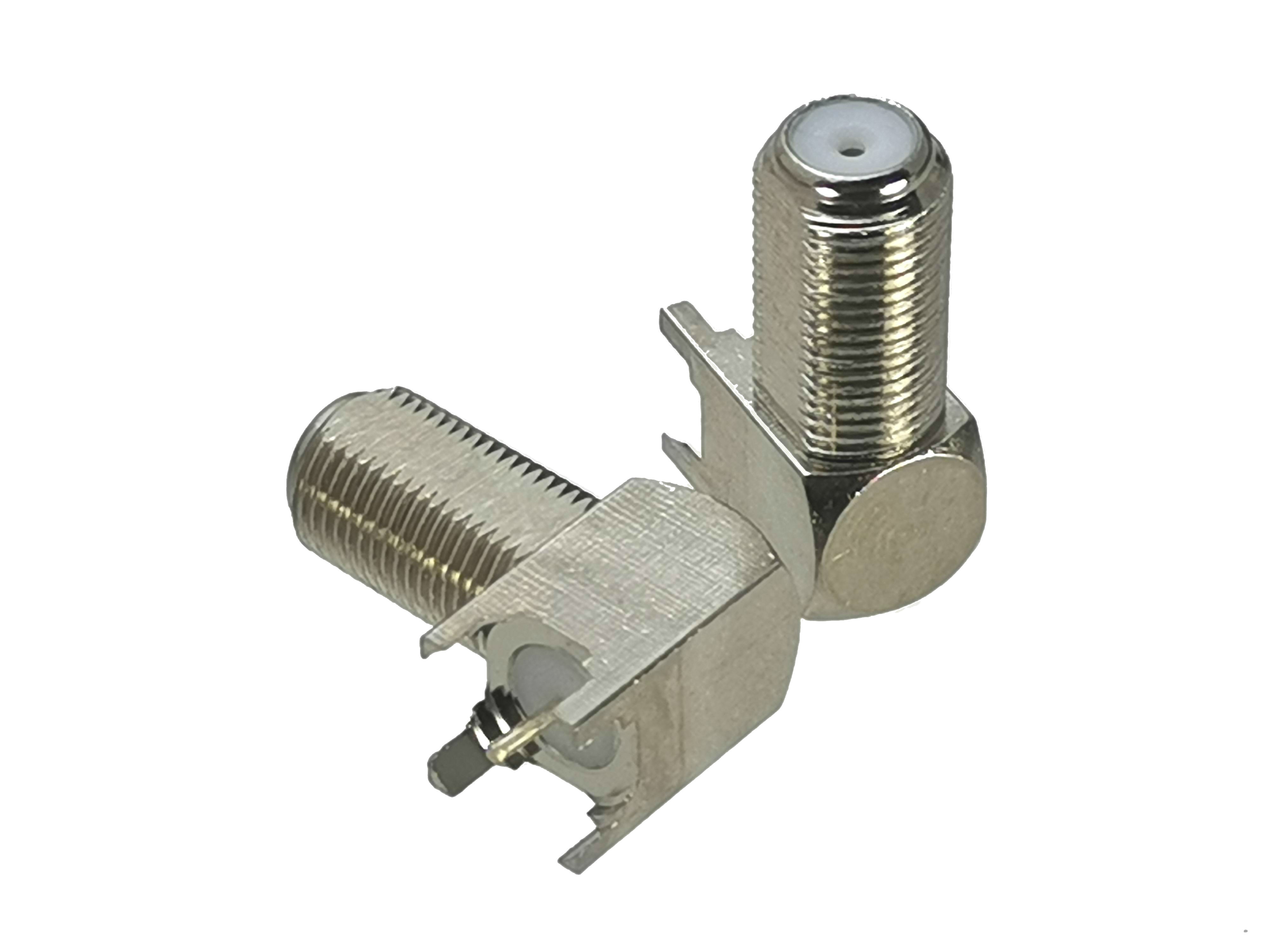 1Pcs Connector F TV Female jack Right angle Solder PCB Mount RF Adapter Coaxial High Quanlity