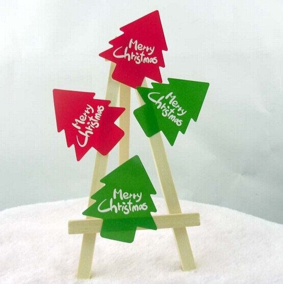 80pcs/pack Cute Fun Red And Green Christmas Tree DIY Scrapbooking Gift Seal Decorative Stickers