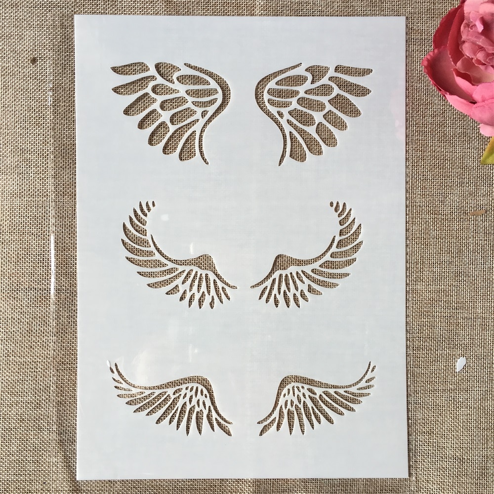 29cm A4 Pair of Wings DIY Layering Stencils Wall Painting Scrapbook Coloring Embossing Album Decorative Template