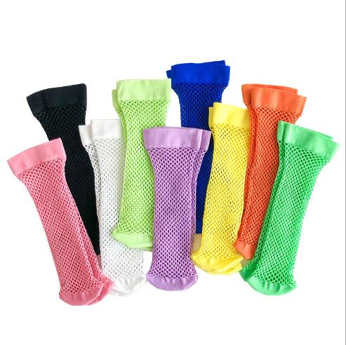 3-8 Year Spring and summer 3pairs pack ultra-thin hollow solid color net socks cotton socks