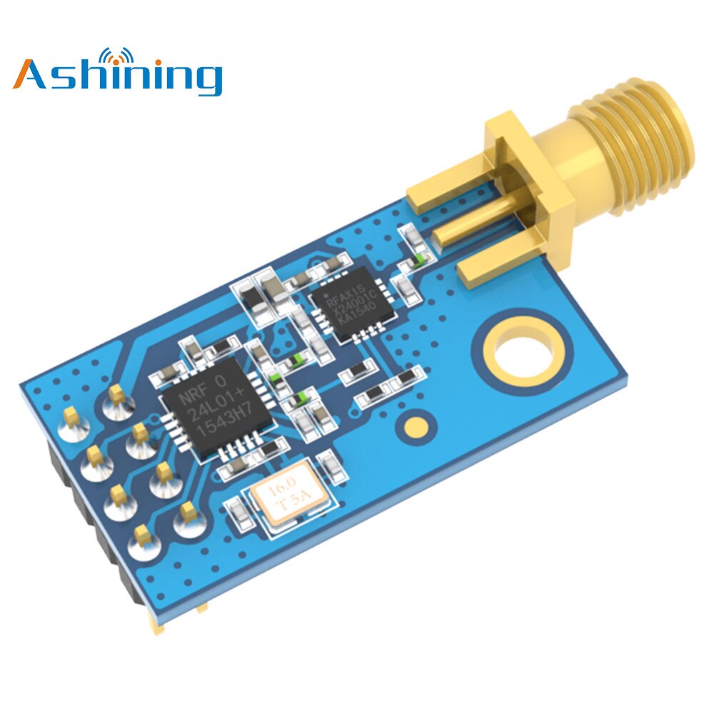 2.4GHz 100mW Industrial Wireless Data Transceiver Module AS01-ML01DP3 SMA Connector nRF24L01P PA LNA