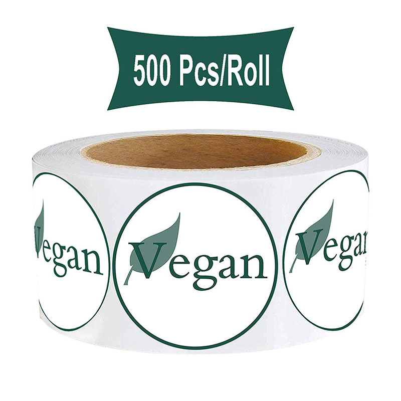 Vegan Food Rotation Labels 1.5 Inch - Round Circle Dots 500 Adhesive Stickers