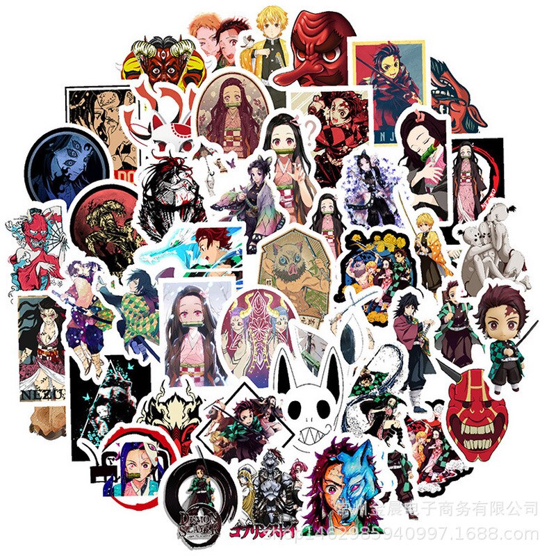 70pcs Demon Slayer: Kimetsu no Yaiba Anime Sticker Stickers PVC Graffiti Stickers Suitcase Luggage Guitar For Children Toys LD
