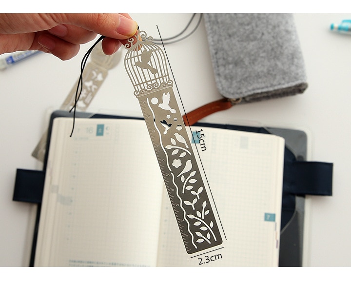 Small Fresh Cartoon Design Cute Horse Bird Cage Hollow Metal Bookmark Ruler Children Gift School Supplies