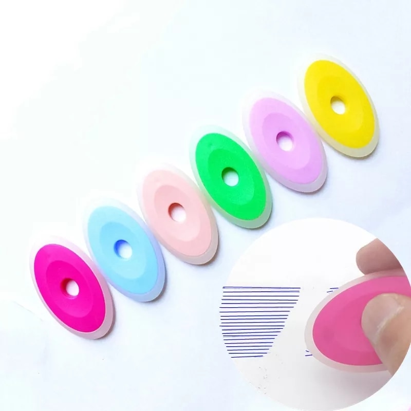 6 Pcs/set Neutral Erasable Pen Special Eraser Elliptical Plastic Eraser Student Study Stationery School Office Supplies 6 Color