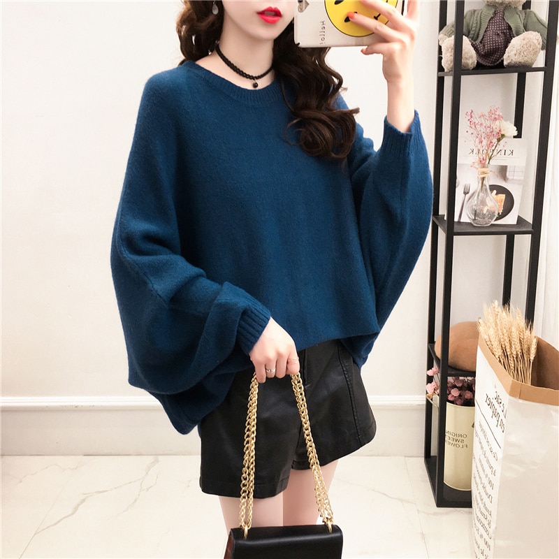 Spring and Autumn Small Fresh Bat Sleeves Sweater Women's Loose Lazy Wind Sweater Korean Women's Sweater