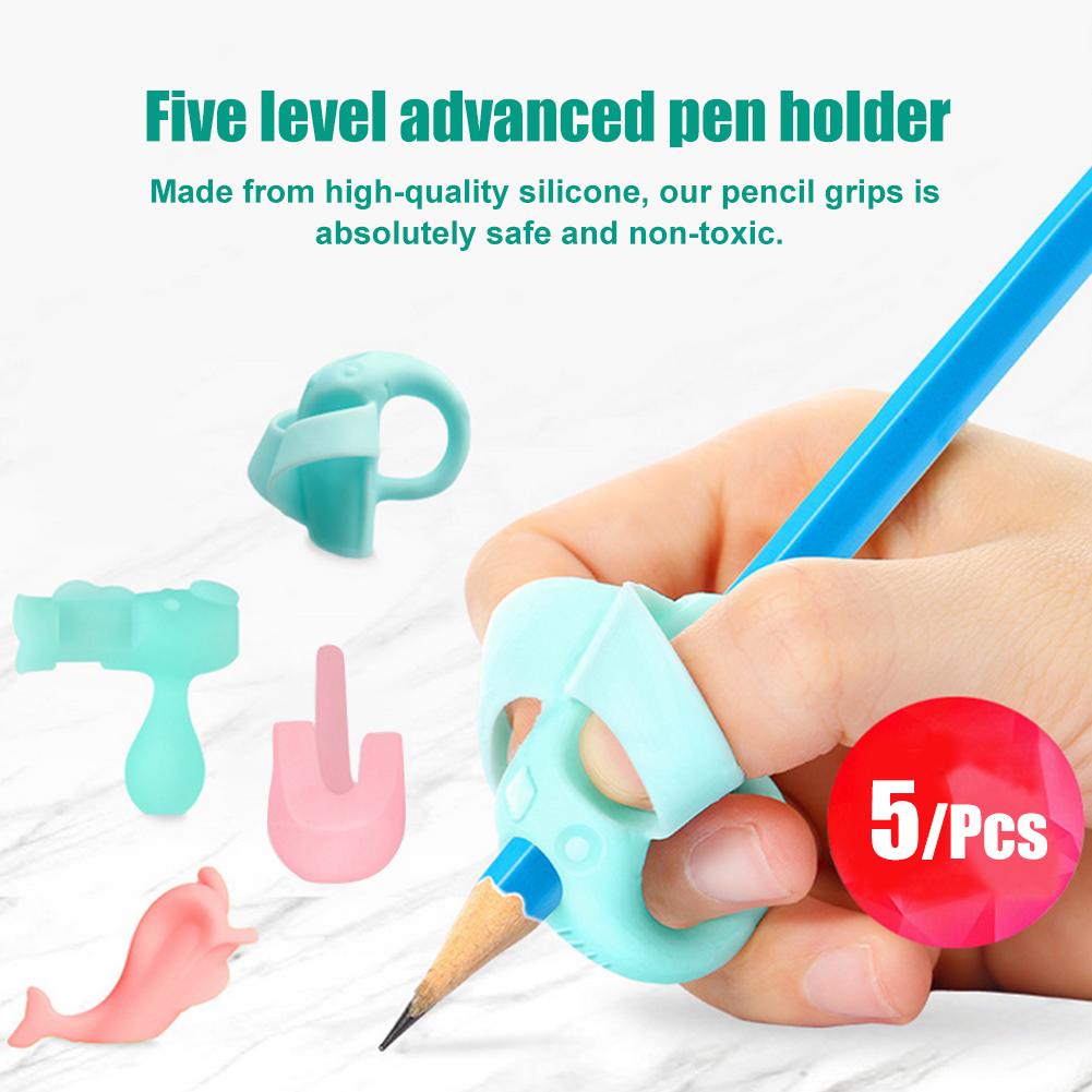 5Pcs Pencil Grips Assorted Writing Aid Grip Trainer Posture Correction Finger Grip For Preschoolers Adults Lefties Or Righties
