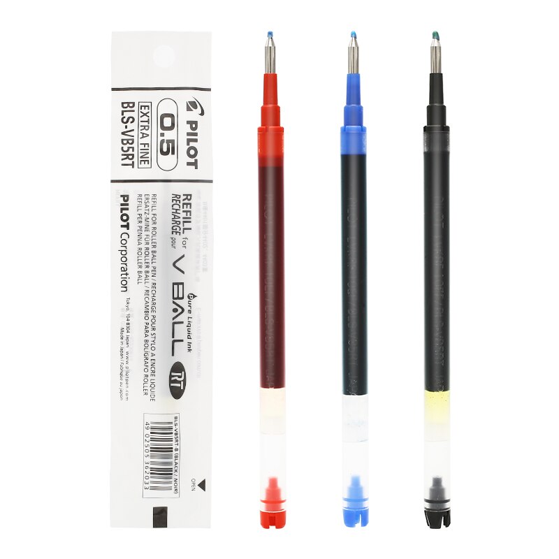 3 pcs PILOT Gel Pen Refills BLS-VB5RT for BLRT-VB5 BXRT Smooth Writing 0.5mm Bullet Type Nib Written Width High Capacity
