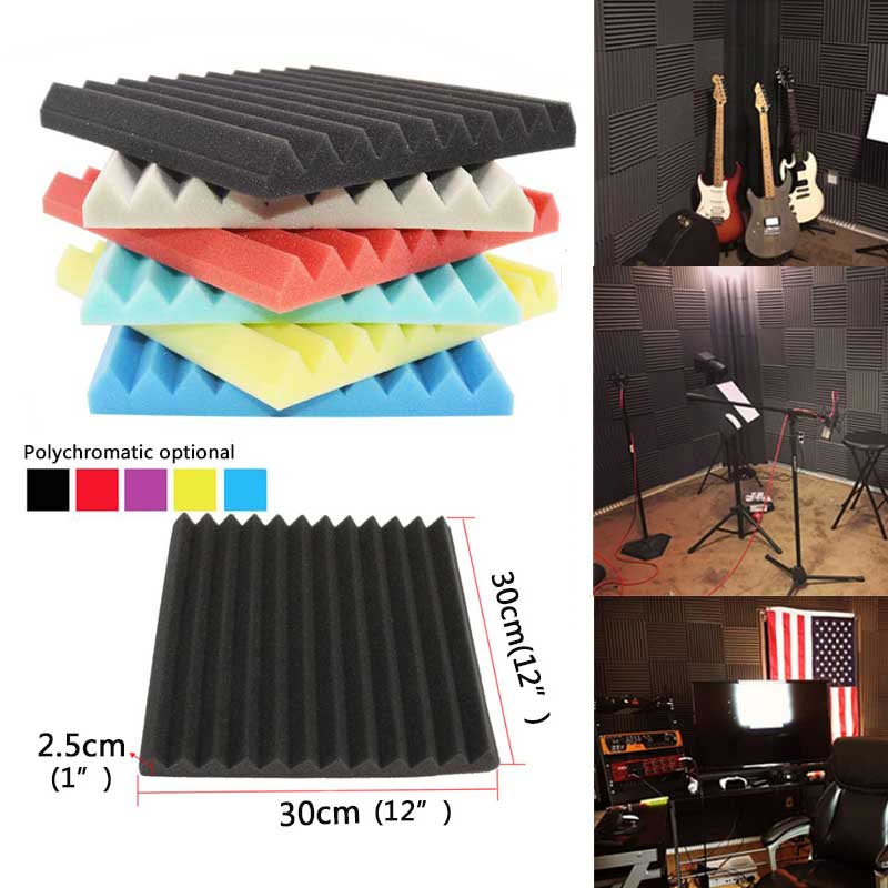 BEIYIN [24/Pack] Wedge Studio Acoustic Foam Sound Treatment Tiles Sound Absorption Soundproofing Panels Fireproof 12x12x1inch