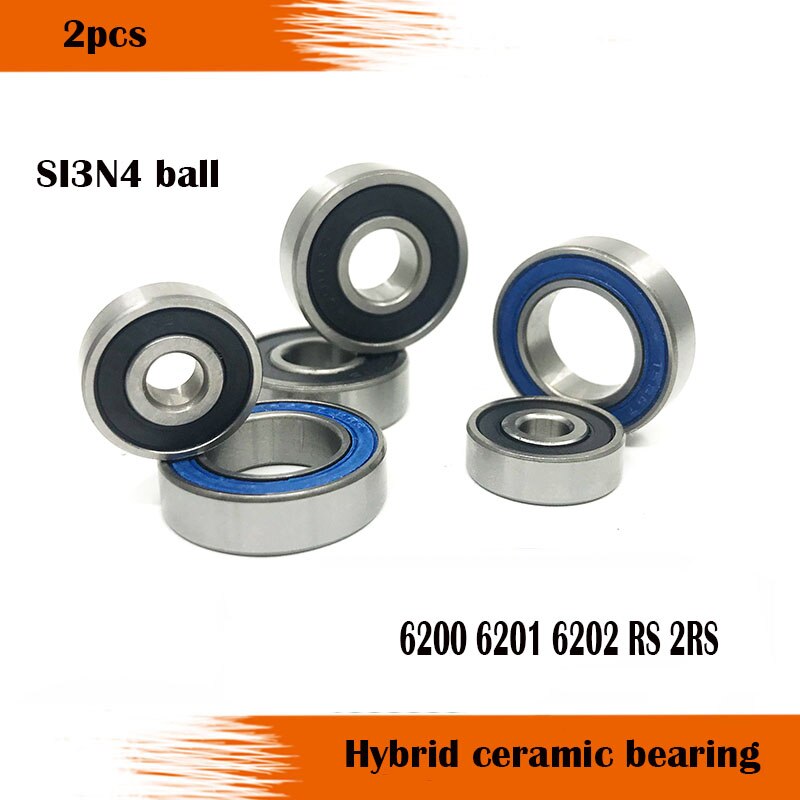 2PCS 6200 6201 6202 2RS RS Hybrid Ceramic Bearing Bicycle Bottom Brackets Spares Si3N4 Ball Bearings