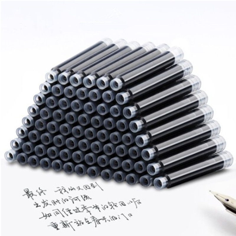100pcs Jinhao Universal Black Blue Fountain Pen Ink Sac Cartridges 2.6mm Refills School Office Stationery