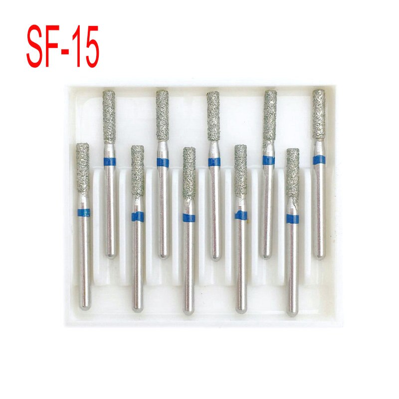 10Pcs/box Dental Diamond Burs Drill Dia-burs for High Speed Handpiece Medium 1.6mm Dentist Tools Dentistry Lab SF-15