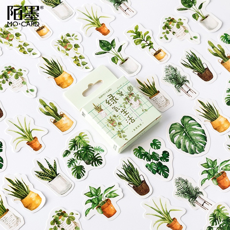 45 pcs/pack Green Oxygen Life Bullet Journal Decorative Stationery Stickers Scrapbooking DIY Diary Album Stick Label