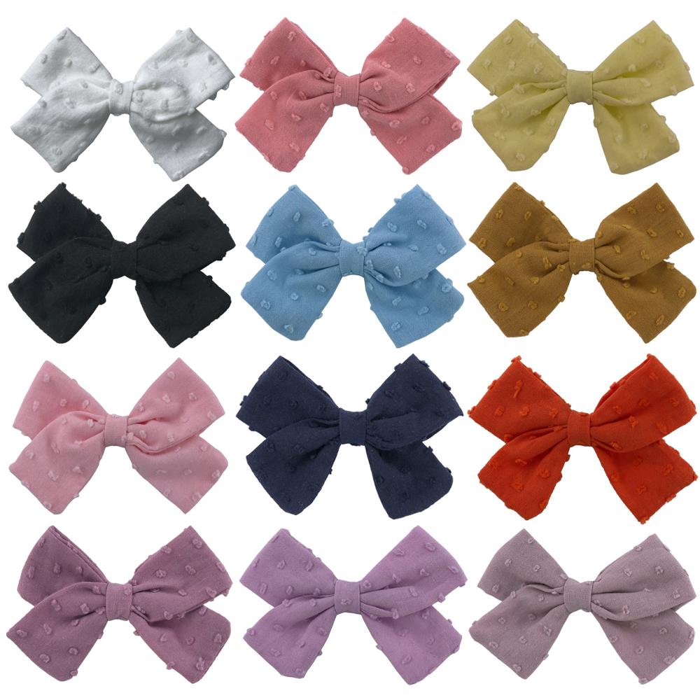 Baby Girls Hair Clips Bubble Jacquard Fabric Bow Barrette For kids Polka Dot Hairpin Cotton Linen Side Clip Children Vocation
