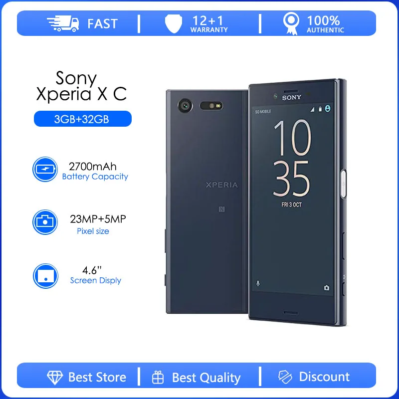 Sony Xperia X Compact F5321 Refurbished Original Hexa core 4.6" 32GB 3GB RAM Android 6.0.1 Cellphone WIFI 23MP Camera Smart