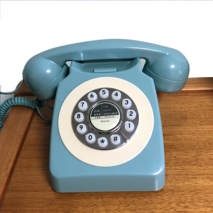 Vintage landline phone button Dial fixed desk table Telephone Antique For Office Home Hotel office retro ringtone blue red black