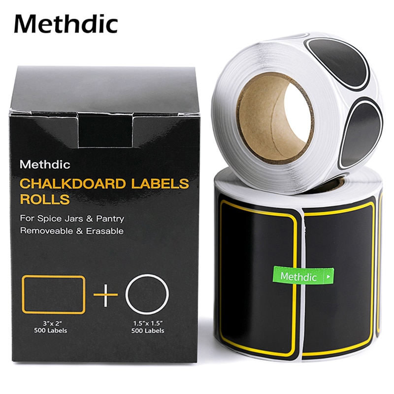 1000pcs 2 rolls Spice jar label Kitchen Waterproof Blackboard Sticker Label Sticker Black Board