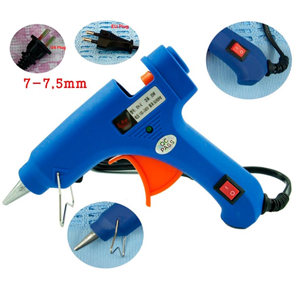 Glue gun with 20 W switch, 7mm hot glue gun, high quality ac110-240v gun