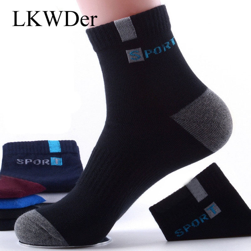 LKWDer 6 Pairs Men's Spring Tube Socks Solid Color Sports Sock Deodorant Sweat-Absorbing Durable Cotton Basket Ball Socks M
