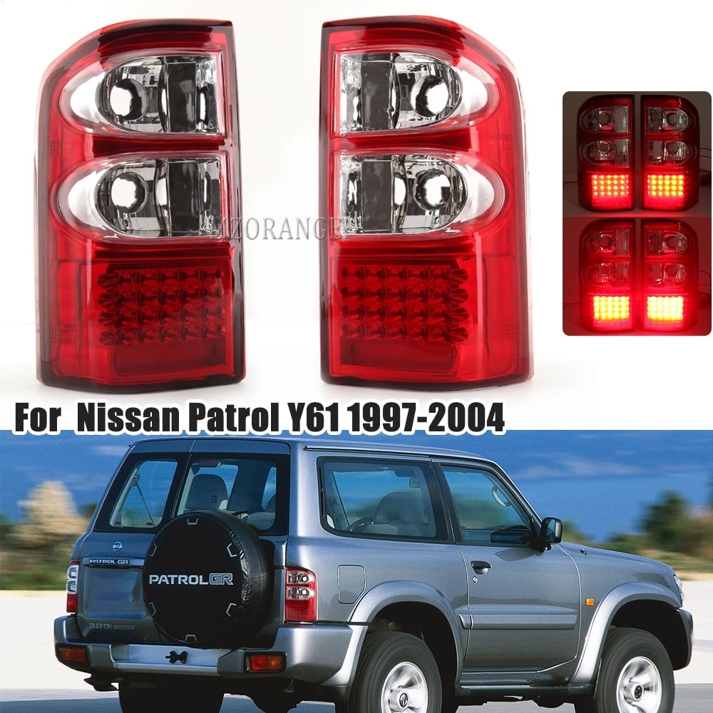 Pair LED Rear Tail Light For Nissan Patrol Y61 1997-2004 Driving Brake Warning Signal Reflector Lamp Car Styling Accessory 2pcs
