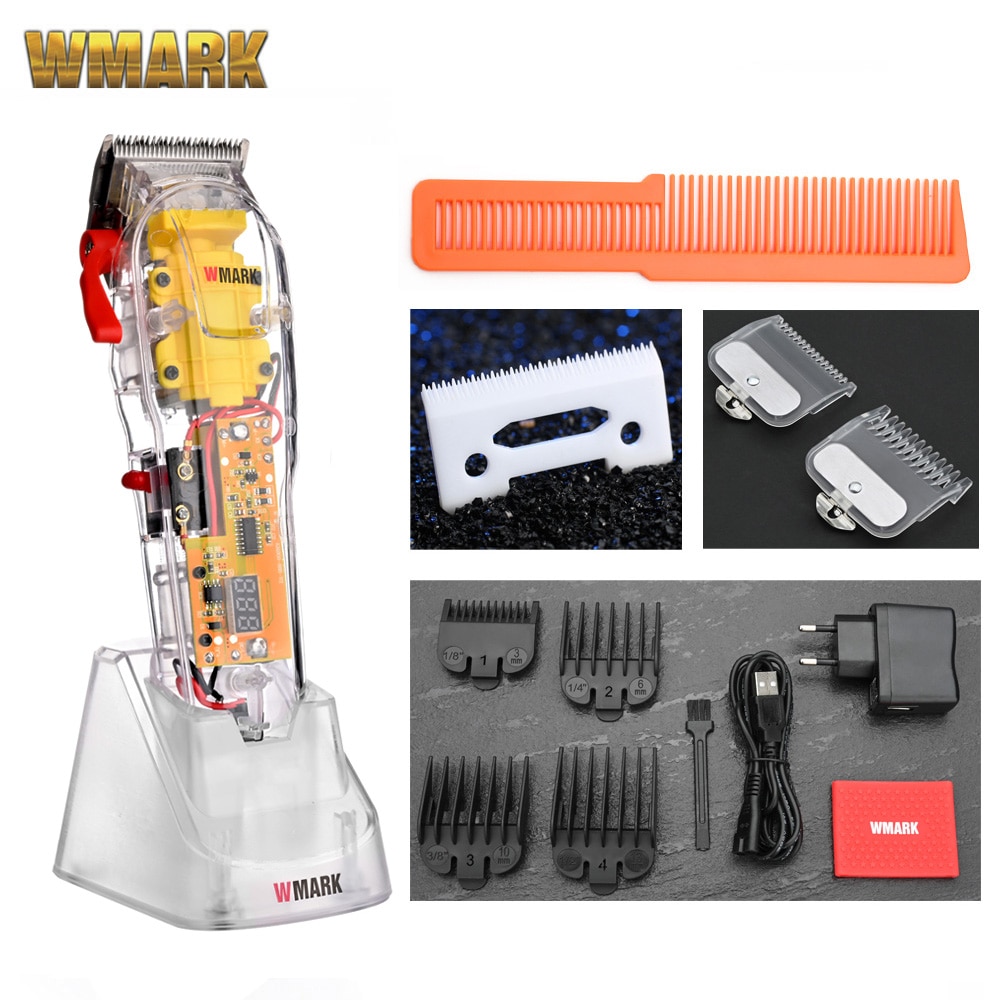 2021 WMARK New Model NG-108 Rechargeable Hair Cutting Machine Hair Clippers Trimmer Transparent Cover White Or Red Base 7300rpm