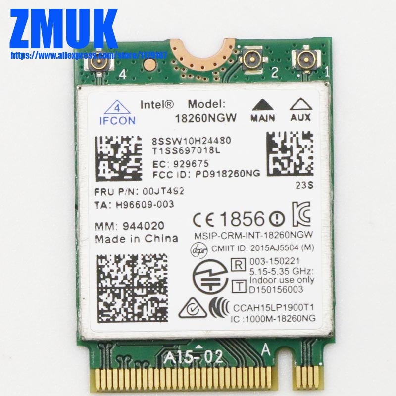 Int 18260NGW Wireless NV M2 Card For Lenovo Thinkpad X260 T460T460s X1 Carbon 4th Gen Series,P/N 00JT492