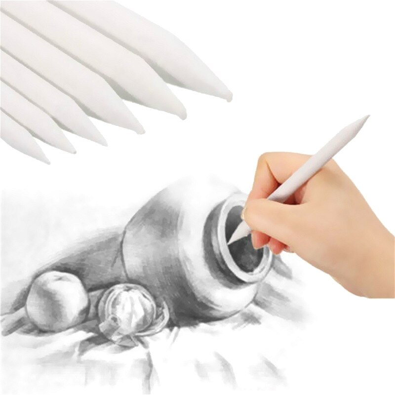 6pcs / set Blending Stump Smudge Stick Tortillon Sketch Art Drawing Pen Tool White