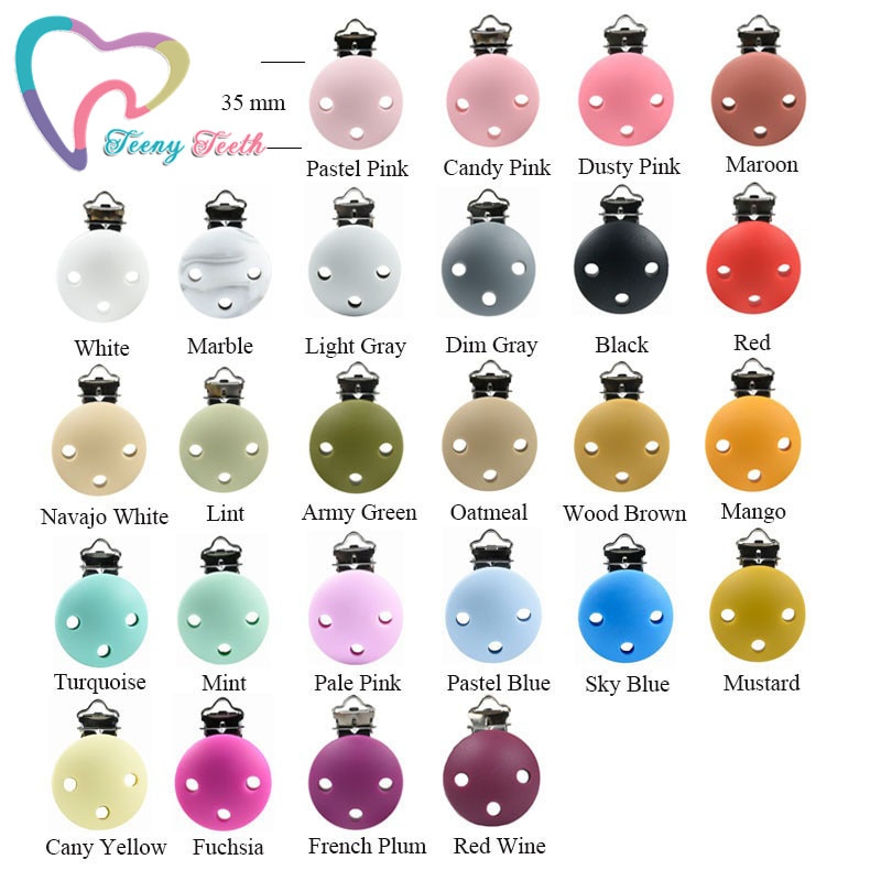 NEW COLORS !!! 10 PCS Silicone Teether Clips Round DIY Baby Pacifier Dummy Chain Holder Soother Nursing Jewelry Toy Round Clips