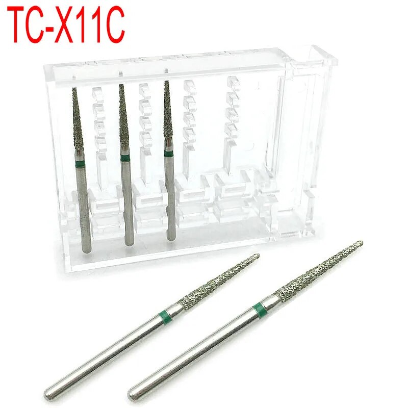 5pcs/pack Dental Diamond Burs Set High Speed Handpiece Polishing Smoothing Diamond Burs kit Dentistry Materials TC-X11C