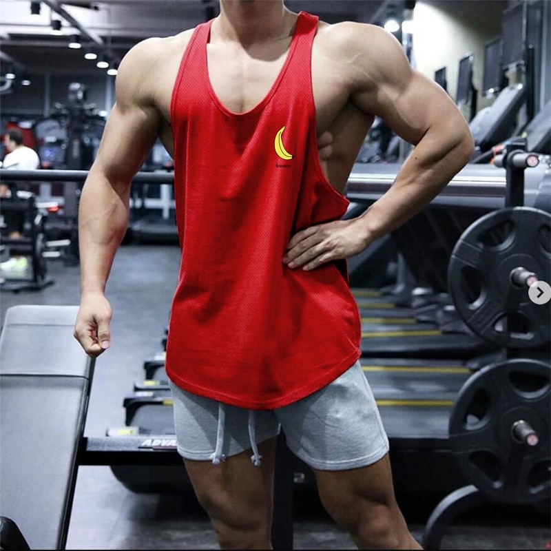 New Mesh Men's Tank Top Muscle Singlets Fashion Workout Gym Clothing Bodybuilding Sleeveless Fitness Quick-drying Stretch V