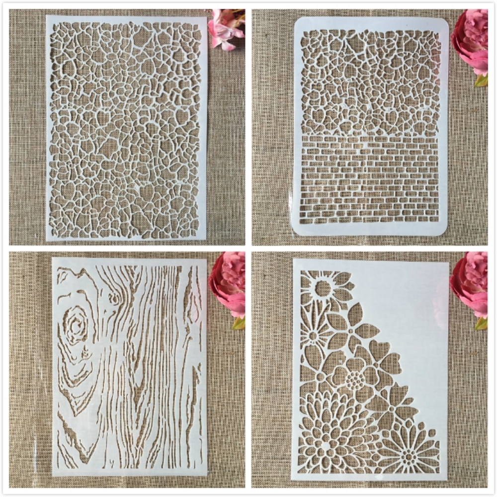 4Pcs/Lot 29cm A4 Mosaic Brick Wooden Daisy DIY Layering Stencils Painting Scrapbook Coloring Embossing Album Decorative Template