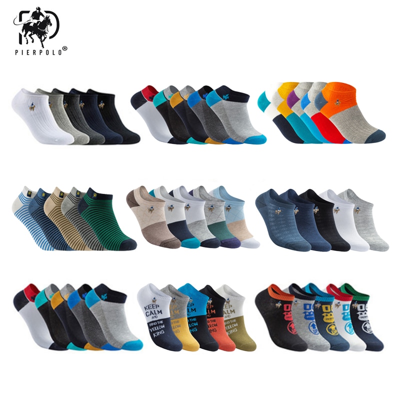 New Brand Socks Men 5pairs/lot High Quality PIER POLO Summer Cotton Socks Casual Short Funny Ankle Socks Men Meia calcetines