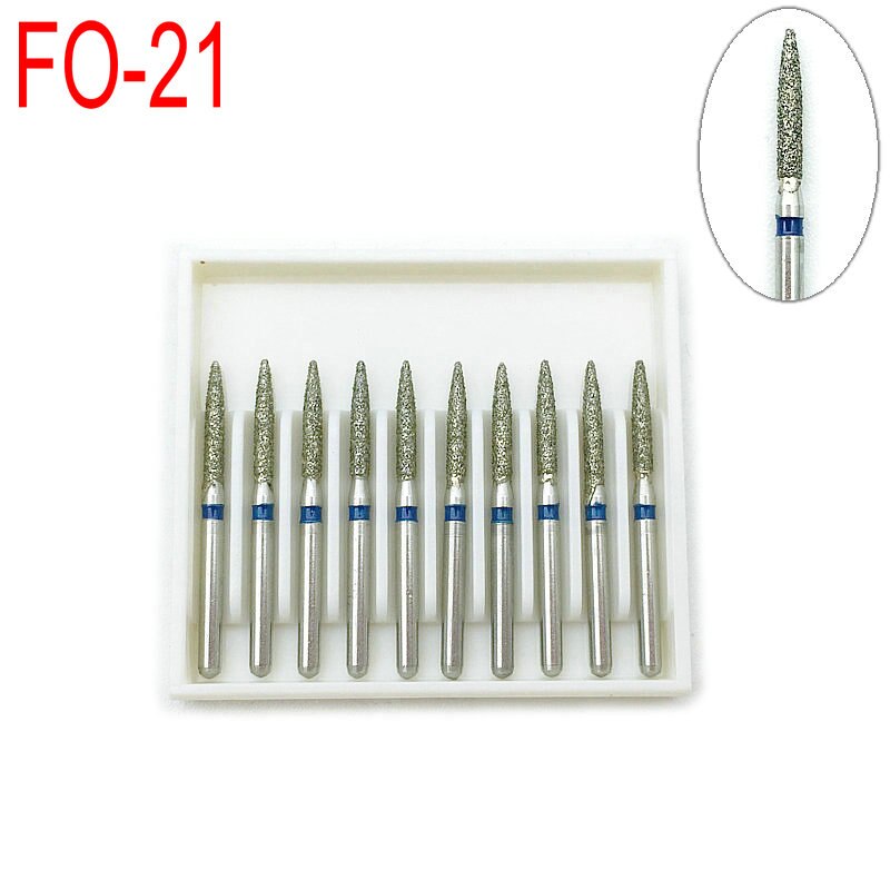 10pcs Hot Sale Dental Diamond FG High Speed Burs for Polishing Smoothing Dental Burs for Dentist FO-21