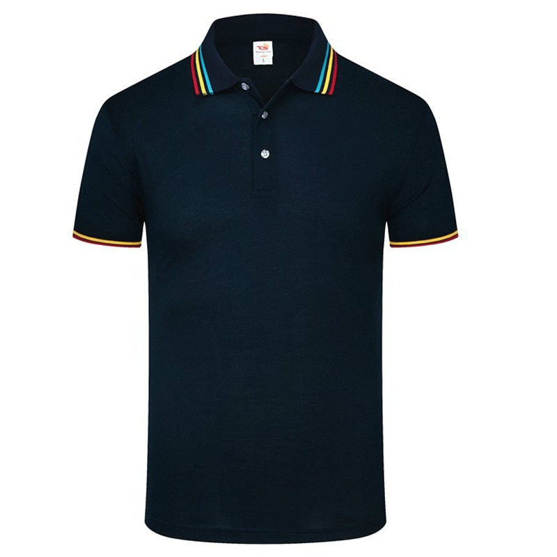 Rainbow Collar Summer Polo Shirts Men 12 Color Cotton Short Sleeve Breathable Fit Work Polo Shirt Male polo homme Big Size S-4XL