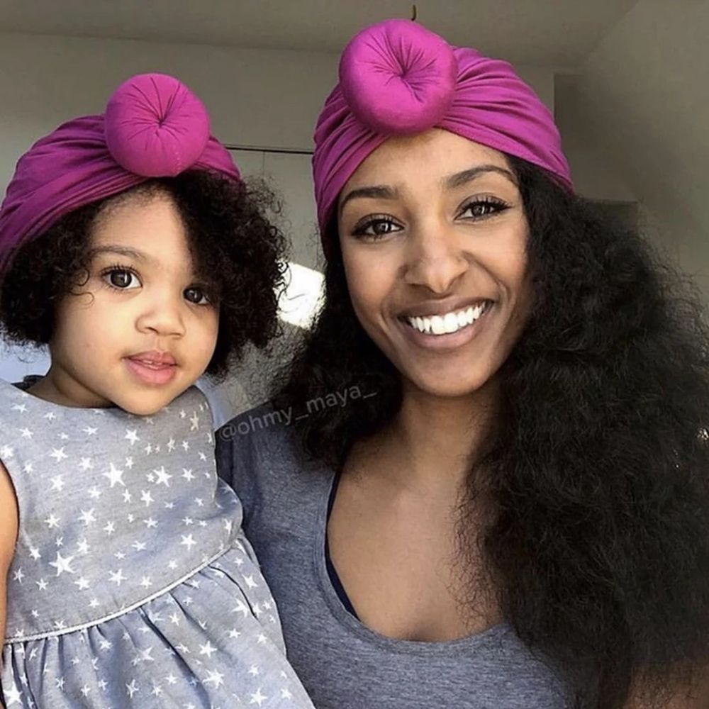 Mommy and Baby Round Ball Flower Hat Women Caps Girls Newborn Turban Knot Kids Adult Headwear Hair Accessories Photo Props
