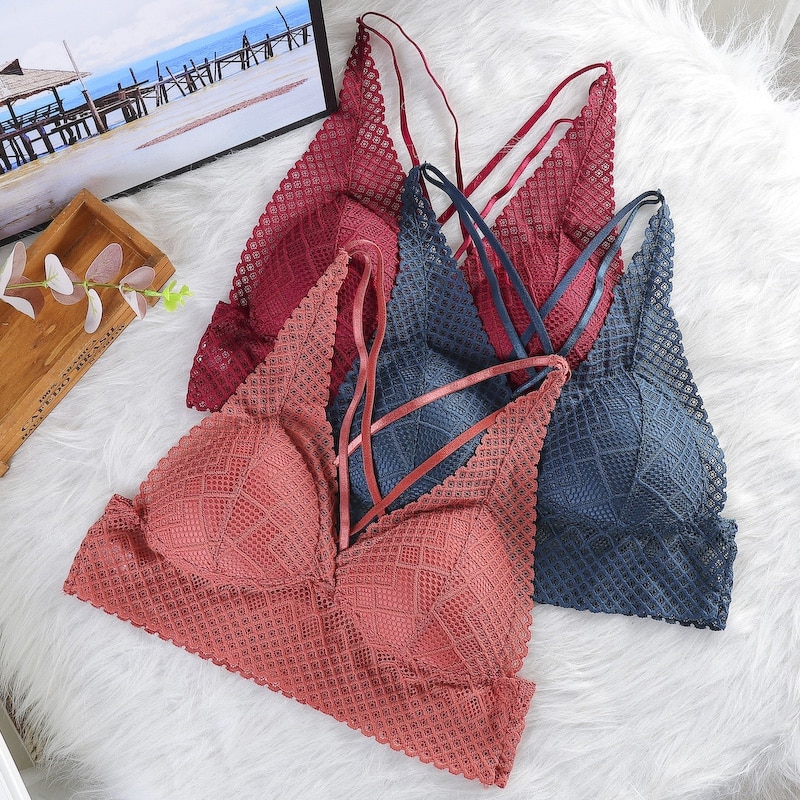 Seamless Deep V Lace Bras Women Wireless Push Up Bras Thin Active Bras Underwear Sexy Lingeries
