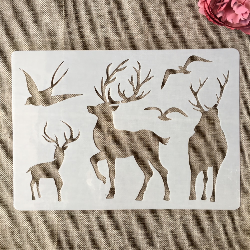 A4 29cm Deer Swallow Bird DIY Layering Stencils Painting Scrapbook Coloring Embossing Album Decorative Paper Template